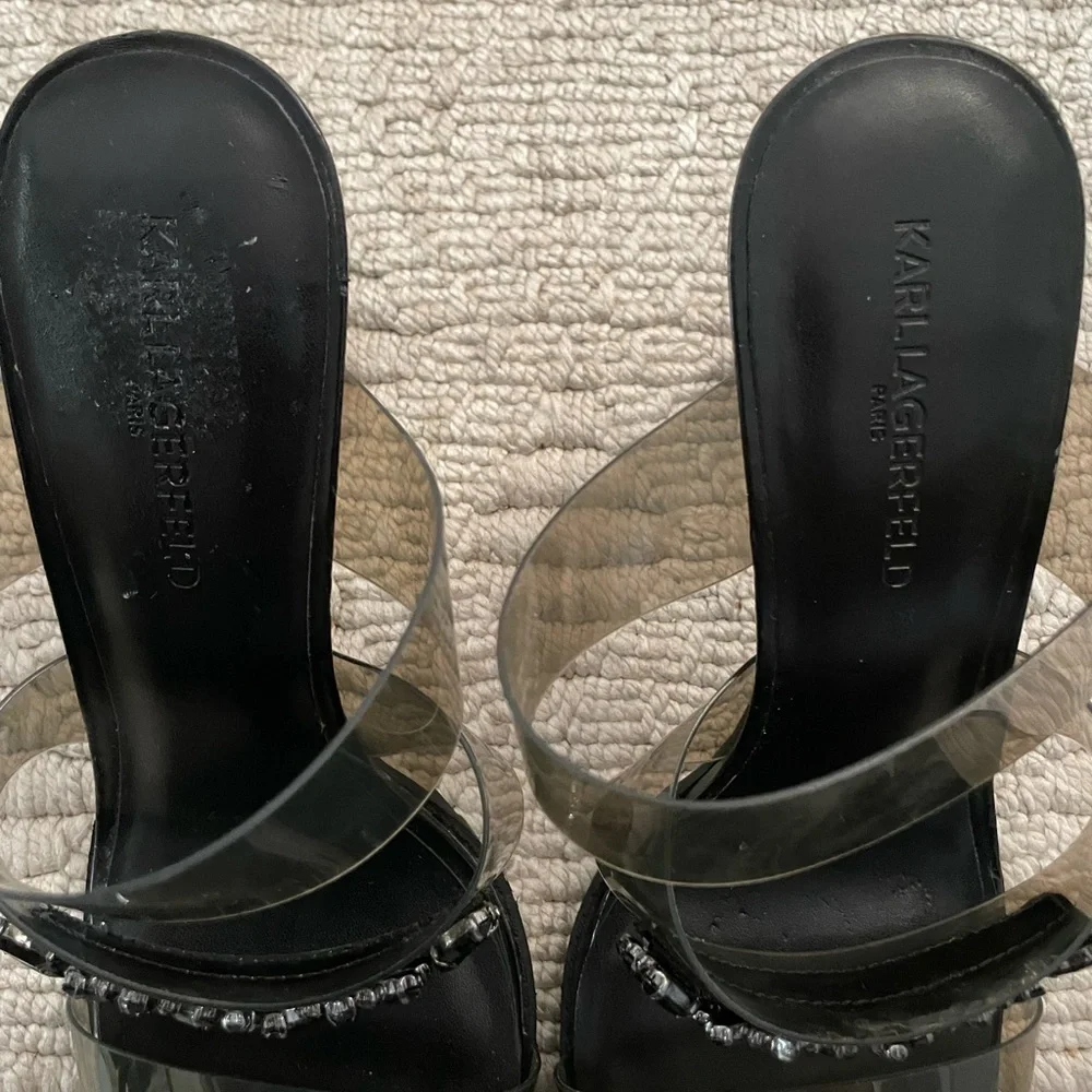 Karl Lagerfeld Black and Clear Heel, Size 10 - Picture 2 of 8